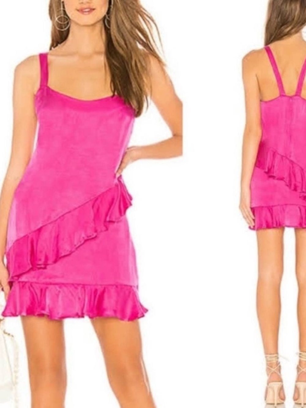 Lovers + Friends Hot Pink Satin Slip Mini Dress Women's S | NWT Party Dress - Picture 1 of 16